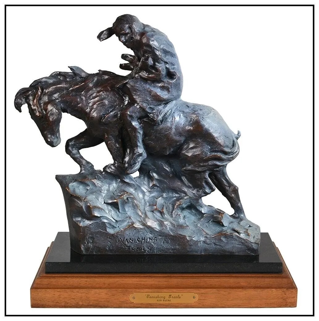 Ken Payne Original Bronze Sculpture Vanishing Trails Western Horse Signed Art (1 of 7)