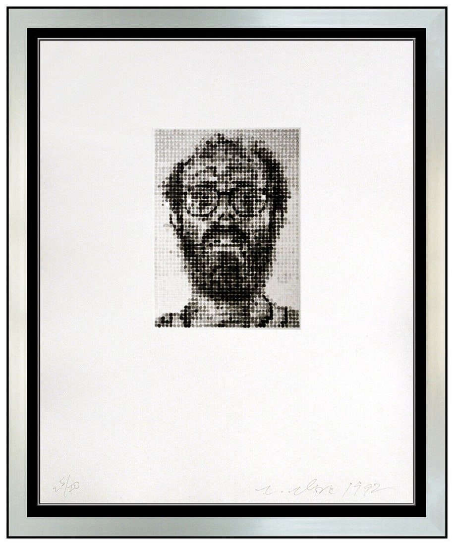 Chuck Close Original Self Portrait Aquatint Etching Hand Signed Framed Artwork (1 of 5)