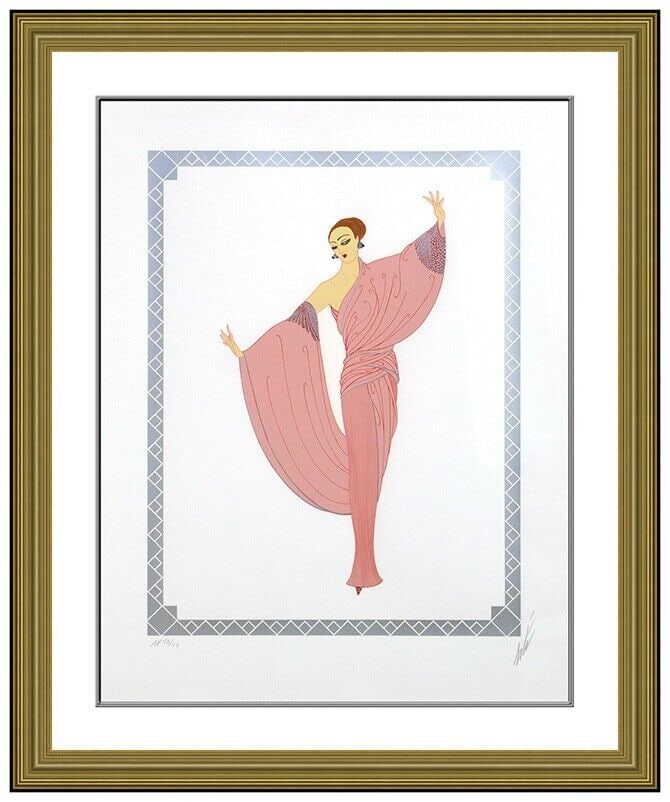 Erte Embossed Color Serigraph In The Evening Hand Signed Art Deco Framed Artwork (1 of 5)