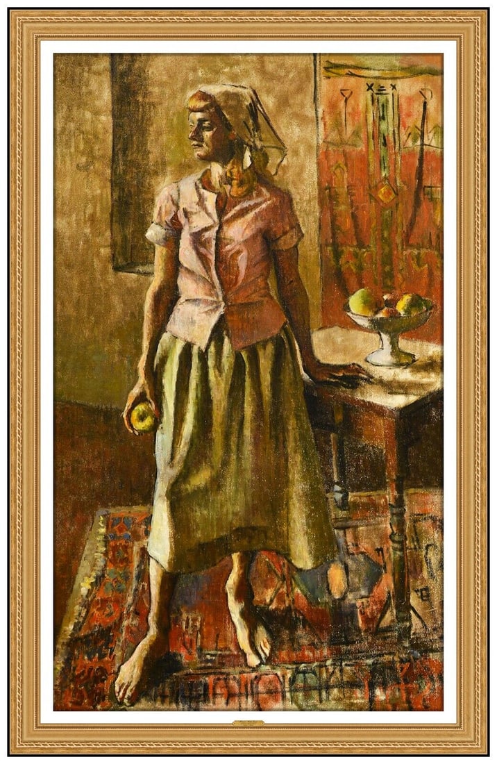 Robert Brackman Original Oil Painting On Canvas Signed Lady Portrait Framed Art: This Lot Includes:Gallery Coa & Free Domestic Shipping (*Insurance And International Shipping For An Additional Charge)Artist: Robert Brackman Title: Woman With FruitMedium: Oil Painting On Canvas Siz