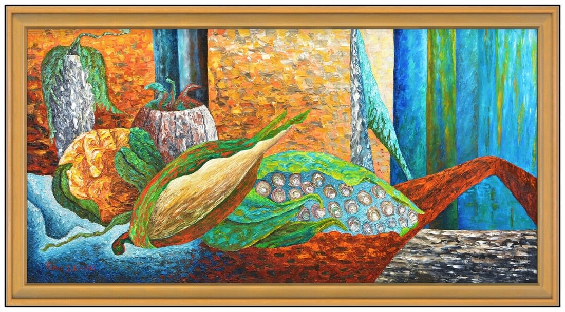 Nina S.K. Large Original Still Life Painting Oil On Canvas Signed Framed Artwork (1 of 5)