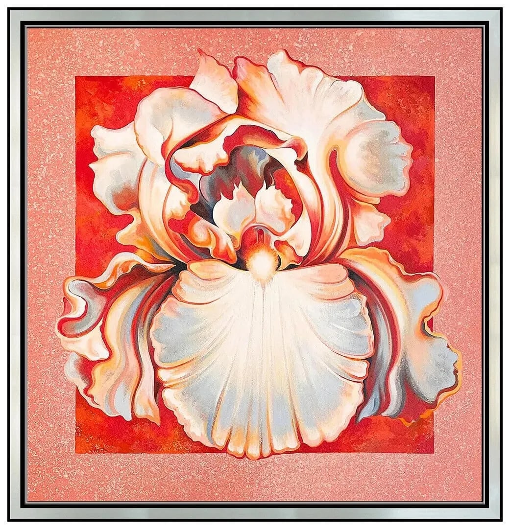 Lowell Blair Nesbitt Original Painting Large Oil On Canvas Floral Iris Artwork (1 of 5)