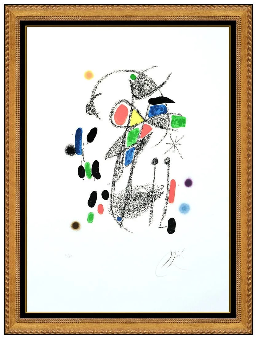 Joan Miro Original Hand Signed Color Lithograph Maravillas El Jardin Framed Art (1 of 5)