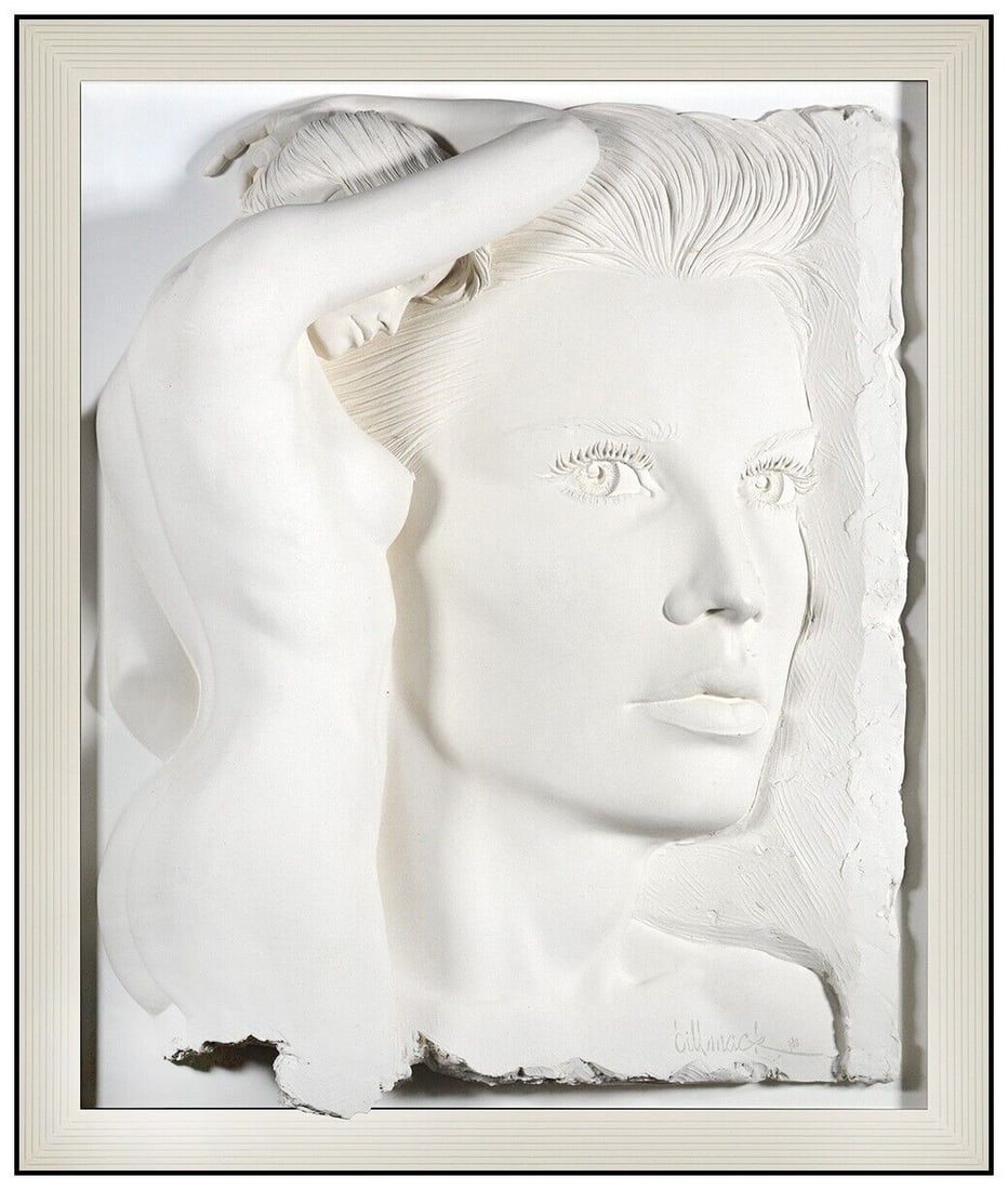 Bill Mack Large Bonded Sand Woman Essence Relief Sculpture Signed Frame Artwork (1 of 7)