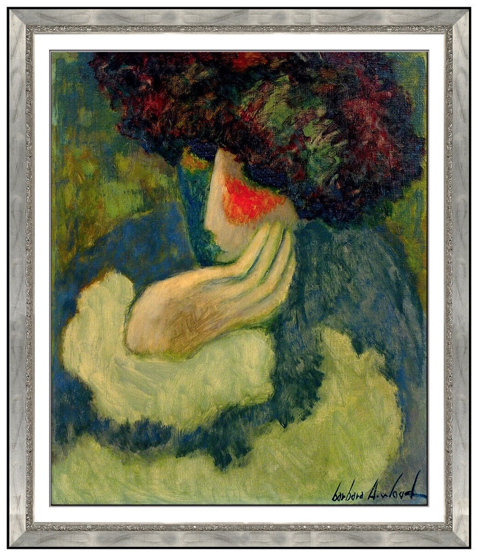 Barbara A Wood Original Oil Painting On Canvas Signed Female Portrait Framed Art (1 of 5)