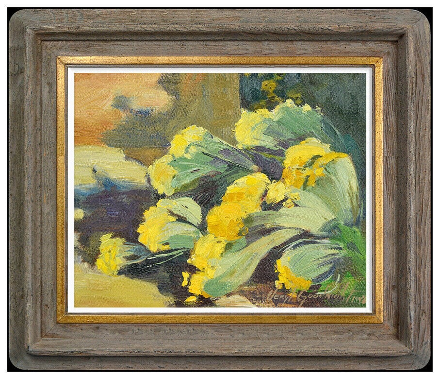 Veryl Goodnight Original Oil Painting On Board Signed Still Life Western Flower (1 of 4)