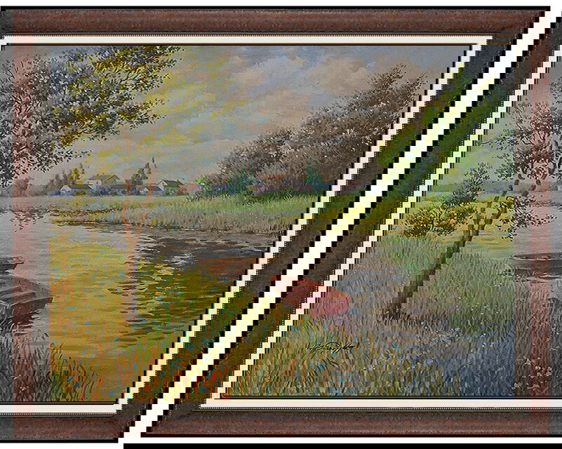 Arthur Sarnoff Oil Painting On Canvas Landscape Pin Up Illustration Original Art (1 of 5)