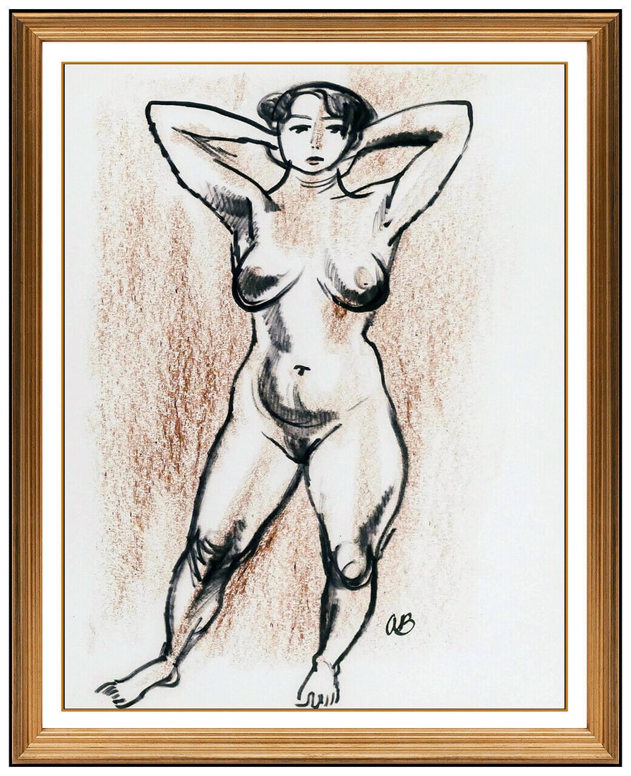Aaron Bohrod Original Pastel Painting Signed Nude Female Figurative Framed Art: This lot includes:Gallery COA & free domestic shipping (*insurance and international shipping for an additional charge)Artist: Aaron Bohrod Title: Stretch Medium: Pastel PaintingSize: 12" x 9.5"Framed