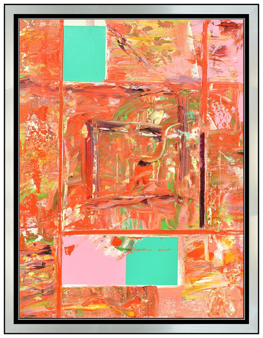 Dick Wray Original Abstract Oil Painting On Canvas Signed Authentic Framed Art: This lot includes:Gallery COA & free domestic shipping (*insurance and international shipping for an additional charge)Artist: Dick Wray Title: Square Space Medium: Oil Painting On CanvasSize: 24" x 1