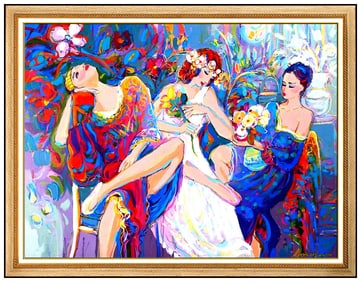 Isaac Maimon Large Painting Original Oil On Canvas Signed Female Portrait Signed