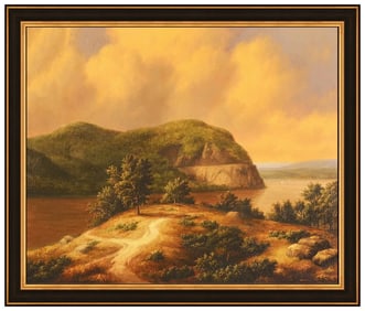 Thomas Locker Original Oil Painting On Board Signed Water Landscape Art Large