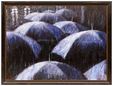 Fabian Perez El Aguacero Hand Embellished Giclee On Canvas Signed Art Huge 50X66