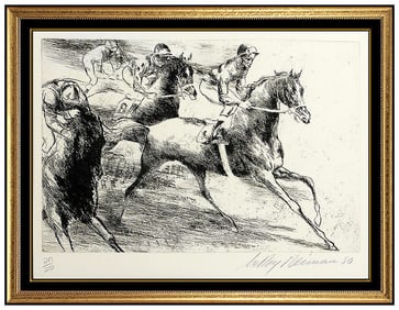 Leroy Neiman Original Daily Double Etching Hand Signed Horse Racing Artwork