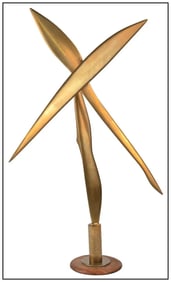 George Baker Original Double Axis Kinetic Bronze Sculpture Signed Modern Artwork