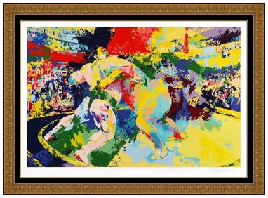 Leroy Neiman Large Color Serigraph Sumo Wrestlers Hand Signed Framed Sports Art