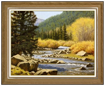 Jimmy Dyer Original Oil Painting On Canvas Signed River Landscape Framed Artwork