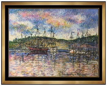 Paul Emile Pissarro Original Pastel Painting Signed French Seascape Artwork