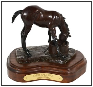 Bob Parks Bronze Every Last Drop Sculpture Animal Horse Western Signed Artwork