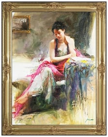Pino Daeni Original Oil Painting On Canvas Female Signed Framed Authentic Large
