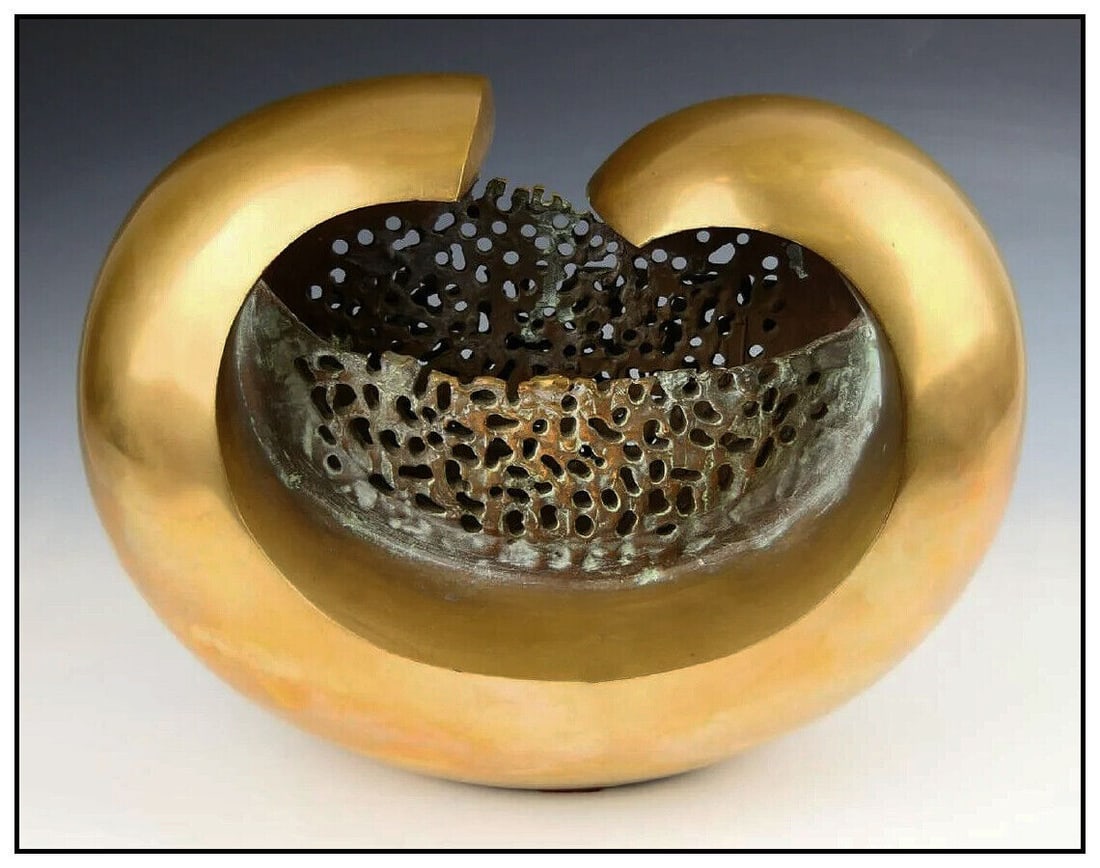 Raffael Benazzi Original Bronze Sculpture Abstract Basket Signed Modern Artwork (1 of 3)