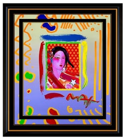 Peter Max Acrylic Painting Original Asia Signed Pop Art Blushing Beauty Profile