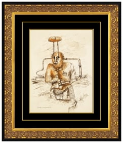 Zamy Steynovitz Original Ink Drawing Portrait Hand Signed Modern Framed Artwork