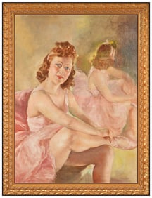 Pal Fried Original Oil Painting On Canvas Ballet Dancer Female Portrait Artwork