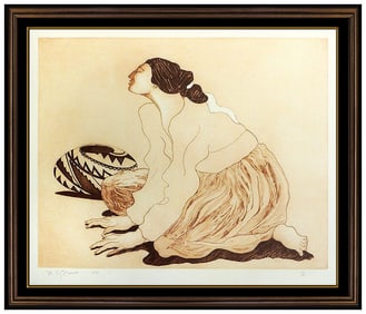 R.C. Gorman Color Lithograph Native American Woman Portrait Hand Signed Artwork