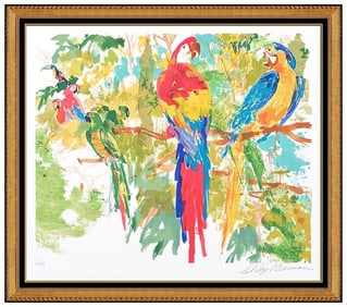 Leroy Neiman Birds Of Paradise Large Color Serigraph Hand Signed Wildlife Art