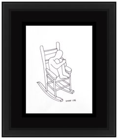 Mark Kostabi Original Faceless Figure Ink Drawing Portrait Signed Modern Artwork