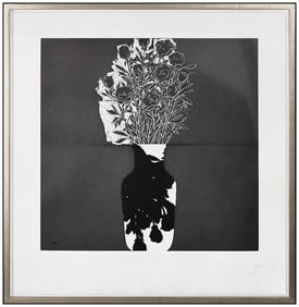 Donald Sultan Original Hand Signed Aquatint Flowers In A Vase Framed Artwork