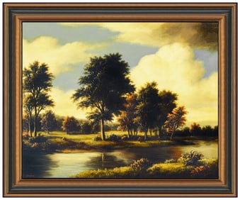 Thomas Locker Original Oil Painting On Board Signed River Rural Landscape Art