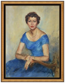 Pal Fried Large Original Oil Painting On Canvas Signed Female Portrait Artwork