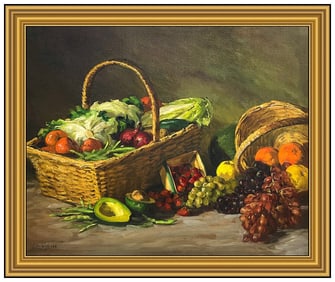 Helen Van Wyk Original Still Life Painting Large Oil On Canvas Signed Fruit Art