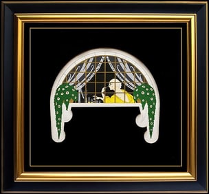 Erte Rare Original Signed Art Deco Set Design Serigraph Costume Framed Painting