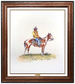 Olaf Wieghorst Original Watercolor Painting Signed Native American Western Horse