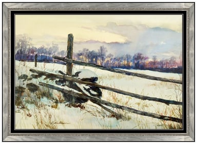 Victor Olson Original Watercolor Painting Signed Rura; Landscape Framed Artwork