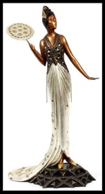 Erte Rare Signed Bronze Sculpture Fedora Original Art Antique Female