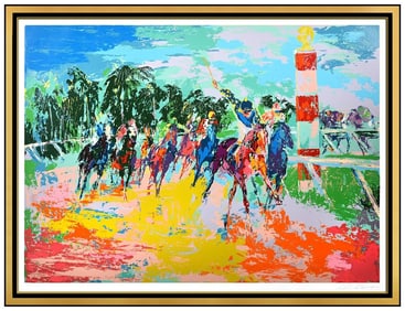 Leroy Neiman Large Original Florida Racing Serigraph Horses Signed Framed Art