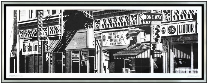 Robert Cottingham Barrera Rosas Drypoint Etching Large Hand Signed Modern Framed