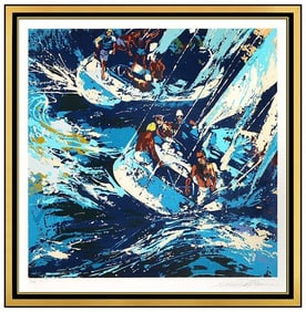 Leroy Neiman Color Serigraph Two Twelves Hand Signed Sailboat Signed Framed Art