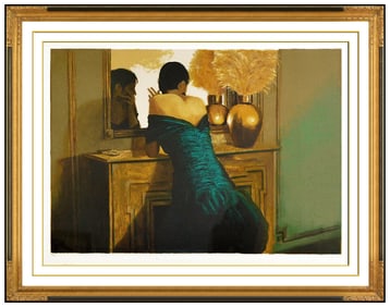 Ramon Lombarte At Ritz 12 Large Color Lithograph Female Portrait Framed Artwork