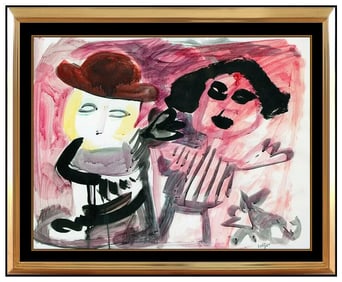 Bernard Lorjou Original Gouache Painting Signed Portrait Framed Artwork Oil