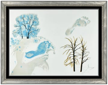 Salvador Dali Winter Color Original Lithograph Hand Signed Four Seasons Framed