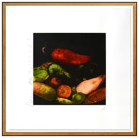 Donald Sultan Peppers Color Screenprint Hand Signed Still Life Food Framed Art