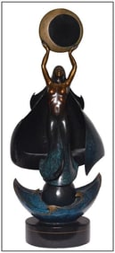 Jacques Mary Regat Eclipse Female Figurative Bronze Sculpture Signed Large Art