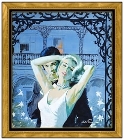 Arthur Sarnoff Original Gouache Painting Signed Illustration Figure Framed Art