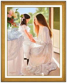 Enric Torres Prat Original Painting On Board Signed Female Figurative Signed Art