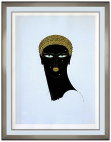 Erte Queen Of Sheba Original Color Serigraph Art Deco Female Portrait Signed Art