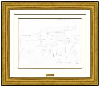 Andrew Wyeth Authentic Original Landscape Flower Drawing Signed Framed Artwork